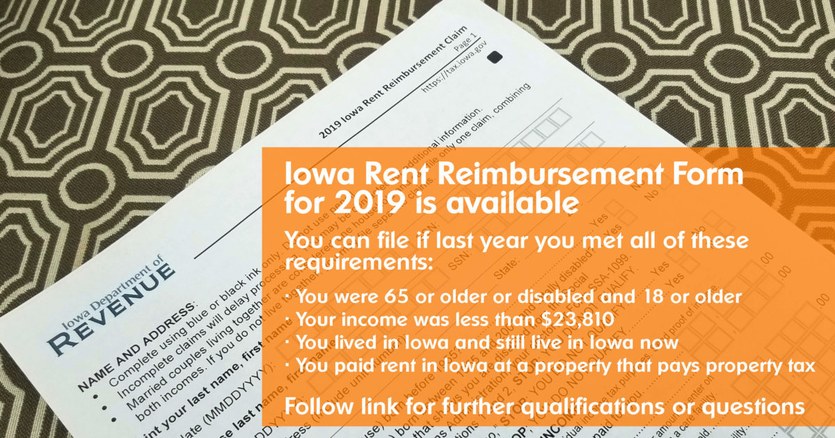 Iowa Rent Reimbursement Form Available at Sieda's Offices Sieda