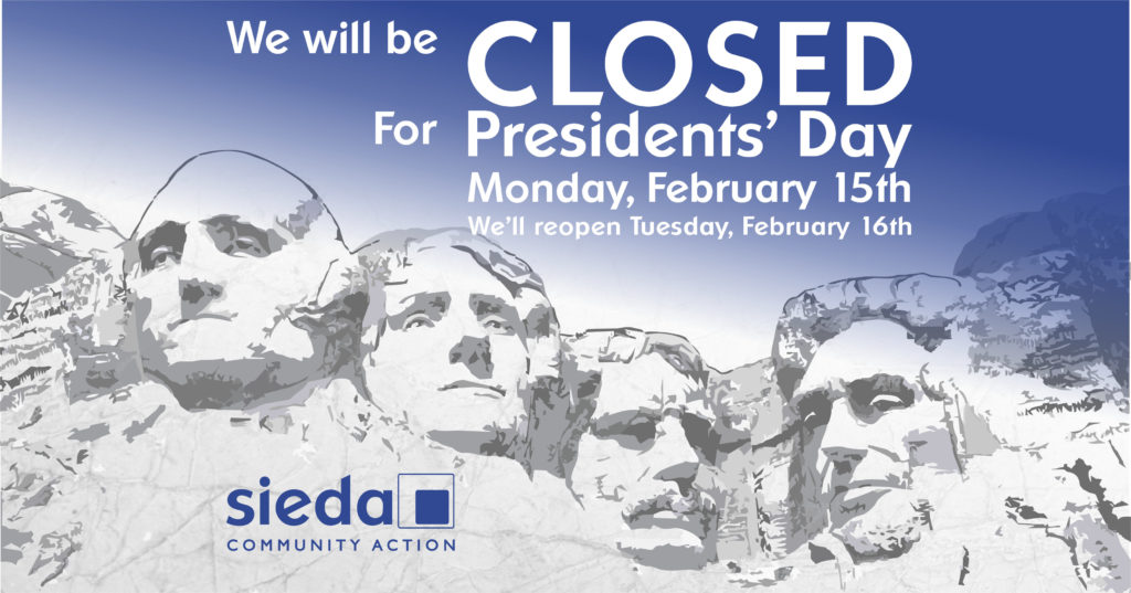 Sieda Offices Closed for Presidents' Day - Sieda Community Action